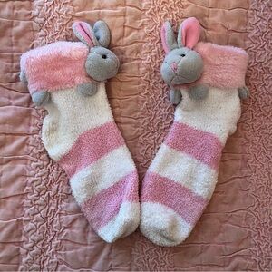 Pink and White Bunny Socks